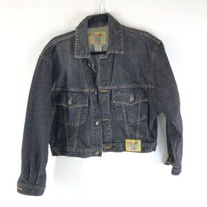 Ober Womens Denim Jacket Cropped Vintage Retro Trucker Dark Wash XL